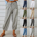 Women Drawstring Tie Pants Spring Summer Cotton