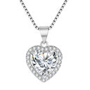 New White Diamond Imitation Moissanite Heart Pendant Necklace