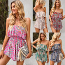 One-shoulder Jumpsuit Bohemian Casual Print Wide-leg Pants Women's