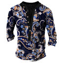 Printed Retro Fashion Casual Henry Neck Long Sleeves
