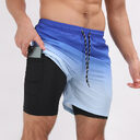 Gradient Printed Beach Shorts Double Layer Casual Sport