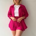 Spring Champray Lapel Long Sleeve Shirt High Waist