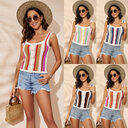 Summer Tops Beach Multi-color Splicing Striped Sweater Fashion