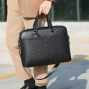 Men's PU Portable Oblique Span Business Briefcase Large