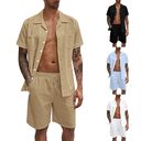 Summer Sports Short Sleeve Shorts Set Linen Loose