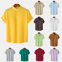 Casual Solid Color Shirt Short Sleeve Beach T-Shirt