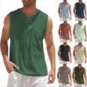 Summer Tank Vest Men Shirt Collar Tie Short