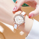 Women's Fashion Simple Ceramic Strap Butterfly Buckle Quartz