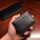 Crocodile Pattern Genuine Leather Fashionable Men's Multi Card