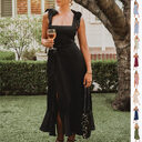 Temperament Suspender Split Dress With Lace-up Design Fashion
