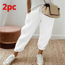 Women's Fashion Cotton Linen Solid Color Casual Pants