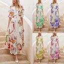 Print Dresses For Women Summer V-neck Button Short