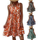 Bohemian Dresses Summer Beach Fashion Loose V-neck Pleated