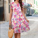 Ruffle Sleeve Dress Summer Loose Flower Print Beach