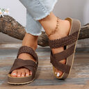 Woven Cross-strap Slippers Summer Platform Sandals Women Flat
