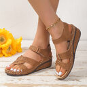 Wedge Heels Sandals Summer Shoes With Velcro Roman