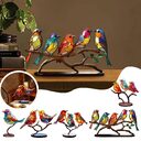 Stained Birds On Branch Desktop Ornaments For Bird