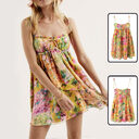 Y2K Flowers Print Suspender Dress Summer Fashion Ruffled