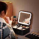 With Mirror And LED Light Cosmetic Bag Skin