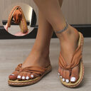 Clip Toe Bow Slippers Summer Flat Beach Shoes