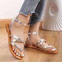 Strappy Sandals Thong Flat Shoes Women Summer Buckle
