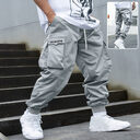 Multi-pocket Cargo Pants Men's Casual Hip-Hop Drawstring Trousers