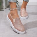 Round Toe Flat Shoes With Sequined Loafers Walking