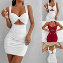 Solid Color New Dress Square Neck Sleeveless High