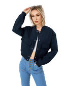 Women's Lightweight Cropped Bomber Jacket Casual Long Sleeve