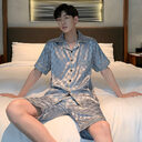 Men's Pajamas Summer Ice Silk Thin Short Sleeve