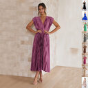 Summer V-neck Pleated Dress INS Fashion Casual Loose