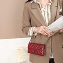 Sheepskin Large Capacity Phone Bag Embroidered Diamond Plaid