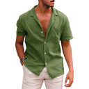 Men's Summer Loose Solid Color Button Shirt