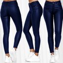 Solid Color Leather Casual Pants Skinny