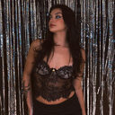 Women's Lace See-through Suspenders Sexy Show Chest Small