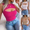 Fashion Tops Summer Hollow Out Sleeveless Top Cropped