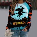 Halloween Cartoon Print Sweatshirt Long Sleeve Pullover Tops