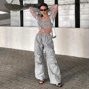 Solid Color Casual Slim-fit Commute Multi-pocket Cargo Pants