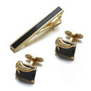 Fashion Gentleman Tie Clip Cufflinks Gold