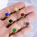 Fashion Jewelry Colorful Natural Stone Inlaid Titanium Steel