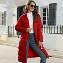 Hooded Women's Cotton Padded Clothing Mid-length Slim Fit