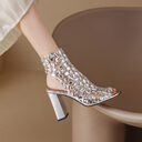 Women's Large Size Rhinestone Hollow Summer High Heel