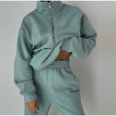 Stand Collar Suit Zip Up Crop Sportswear Long