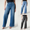 Women's Straight Jeans Mid Waist Wide Leg Pants