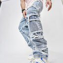 High Street Trousers Man's Pants Full Length Patched