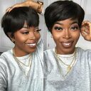 Wig Female Headgear Black Short Straight Hair Pixie