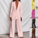 2pcs Casual Suit Lapel Button-down Blazer Jacket