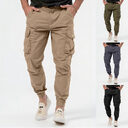 Men's Cargo Trousers With Three-dimensional Pockets Solid Color