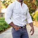 Long Sleeve Shirt Men Casual Button Down Slim