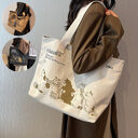 Cute Cartoon Cat Printed Canvas Bag Large Capacity
